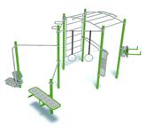 Street workout gym with bench, stepper and rings PF21073